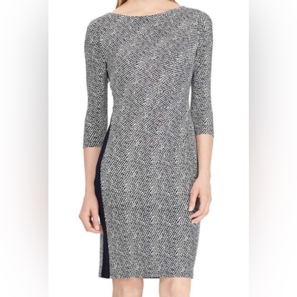 NWT Ralph Lauren Black and White Jersey Sheath Dress Size 6